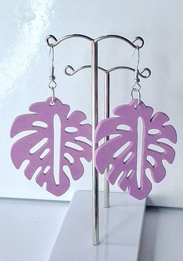 Aubergine Monstera Leaf Earrings