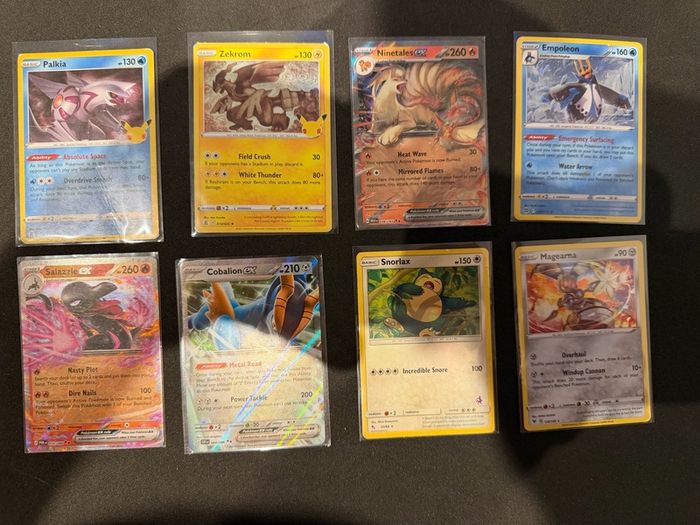 Set of 8 Pokemon Cards Salazzle EX, Cobalion EX, Ninetales EX, Magearna, Empoleon, Snorlax, Zekrom, Palkia
