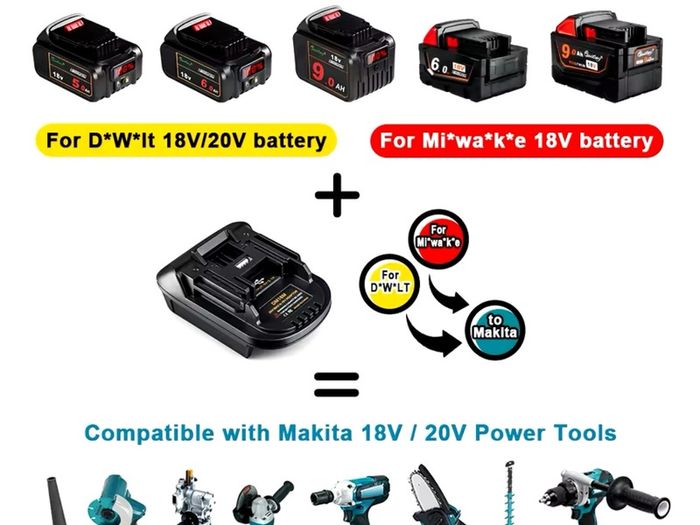 Battery Adapter Compatible with DEWALT or Milwaukee conversion to Makita Batteries MAKITA Power Tool Accessories Replaces