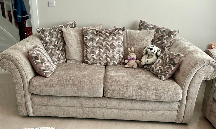 Harvey Norman Beige Pillow-Back Sofa Set (3+2)