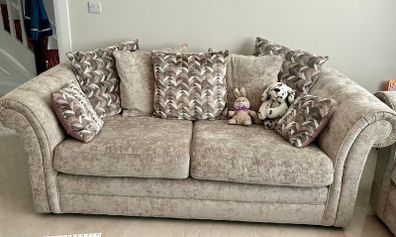 Harvey Norman Beige Pillow-Back Sofa Set (3+2)