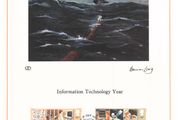 1982 Great Britain Information Technology Year Commemorative stamps with First Day of Issue Cancel Limited Edition Lithographed Print measuring 333mm X 257
