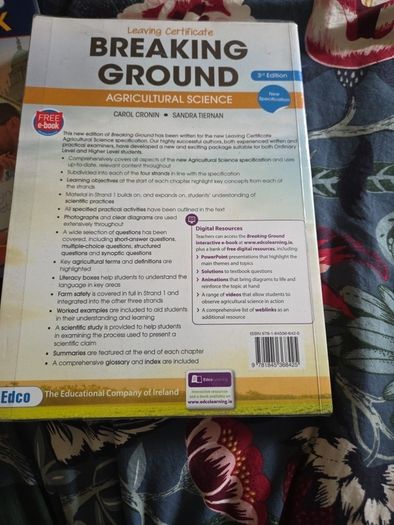 Breaking Ground current 3rd edition Agricultural Science for Leaving Cert
