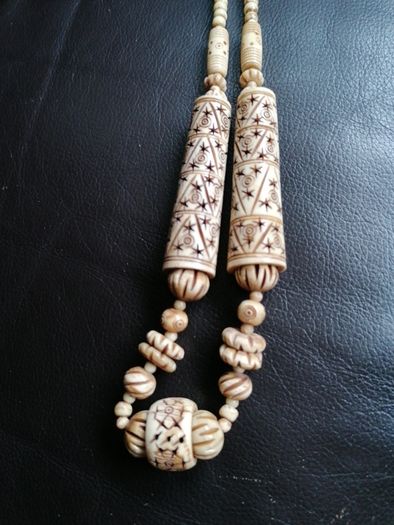 vintage Hand carved bone necklace