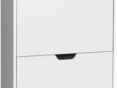 _Shoe cabinet with 2 flaps, shoe rack with additional compartment, shoe storage, shoe organizer, melamine coating, 60 x 24 x 102 cm, white
