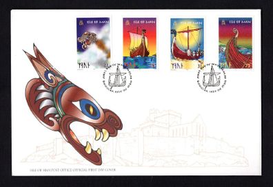 1998 Isle of Man Viking Longships Commemorative Stamps First Day Cover (FDC)