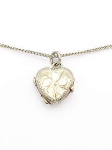 Vintage Sterling Silver Heart Locket Necklace