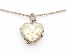 Vintage Sterling Silver Heart Locket Necklace