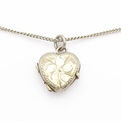 Vintage Sterling Silver Heart Locket Necklace