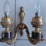 Antique French set of solid brass wall sconces/lights Image 5