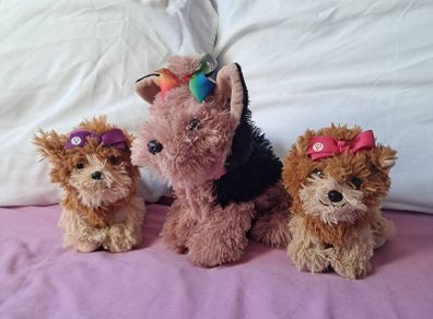 3 x Jo jo siwa plush toys 2 small 6" and a 9" puppy 2017 all in excellent condition