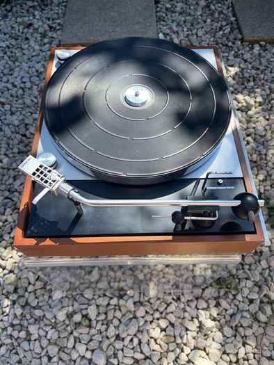 Absolutely immaculate factory condition Thorens Td 150 Mark II. With original side cut dust cover in incredible condition after 55 years. Hand-built in Switzerland and Germany and one of the most famous and highly-regarded turntables ever made.