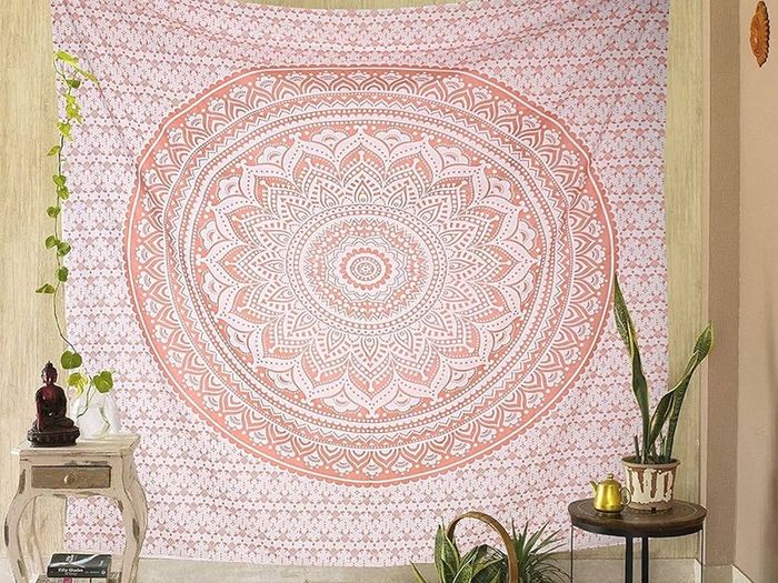 NEW SALE | Rose Gold Elephant Mandala Tapestry For Bedroom- Aesthetic Tapestry - Indie Wall Tapestry Hippie Room Decor - Boho Tapestrys -Trippy Small Tapestry Wall Hanging 30x40 Inches