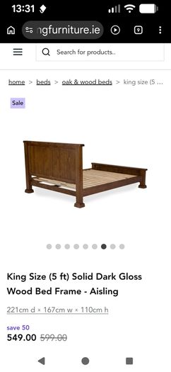 5 ft Bed frame -Dark Wood-EZ Living