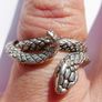 Vintage Sterling Silver Snake Serpent Ring Size O - 5g Image 5