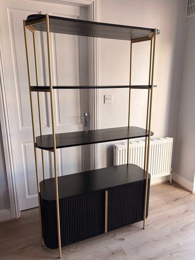 EZ Living Black & Gold Bookcase / Display Unit
