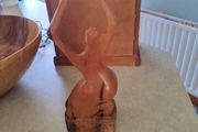 Figurine Of Lady Carved Wood, 30 Cm. Tall 9 Cm A Cross