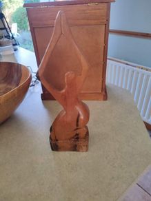 Figurine Of Lady Carved Wood, 30 Cm. Tall 9 Cm A Cross