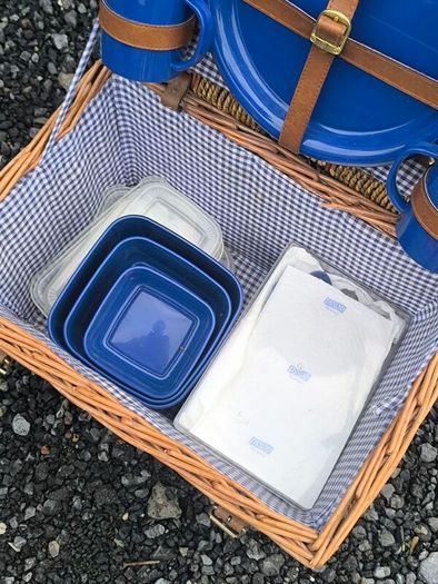 Vintage 4-Person Wicker Picnic Basket Set