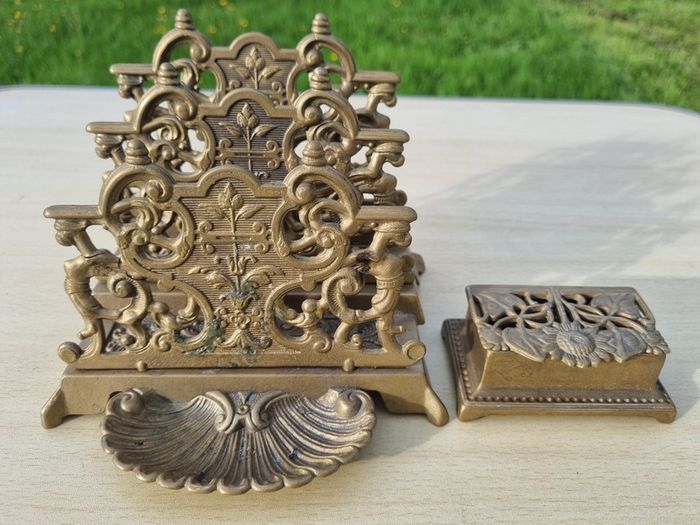 Brass desk set in an eclectic style