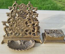 Brass desk set in an eclectic style