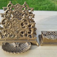 Brass desk set in an eclectic style