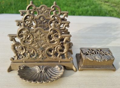Brass desk set in an eclectic style