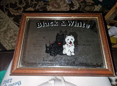 Vintage Black and White Scotch Mirror