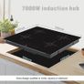 Induction Hob 60cm, 4 Zone Electric Cooktop, 7000W Built In Hob, Hardwired Installation No Plug, Touch Control, Booster, Timer, Child Lock, Auto Shut-Off, Black Glass  Star Burst Zone Design Image 3