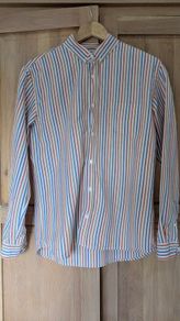 Octobre Editions Mens Large Striped Linen Blend Shirt