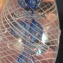 Fabulous Vintage Retro Large Art Glass Hand-Blown Teardrop Ovoid-Shaped  Paperweight with a Stunning Intricate Pattern in Blue, Clear and Opaque White Glass Image 9