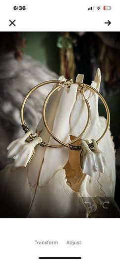 Brass Hoops Earrings with Pretty Deer Teeth Ethically Sourced