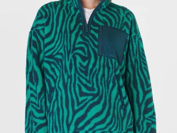 Sweaty Betty Women's Karma Half-Zip Printed Fleece Top size Medium