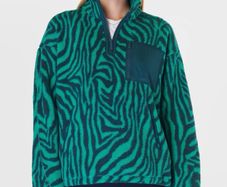 Sweaty Betty Women's Karma Half-Zip Printed Fleece Top size Medium
