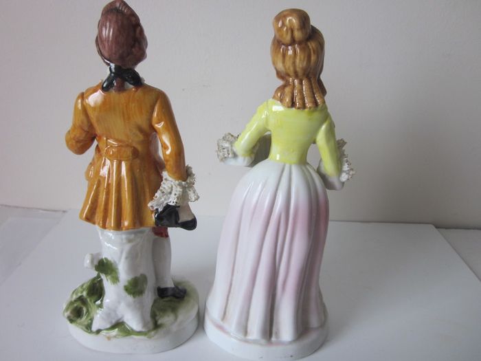 Vintage Porcelain Lace Couple Figurines