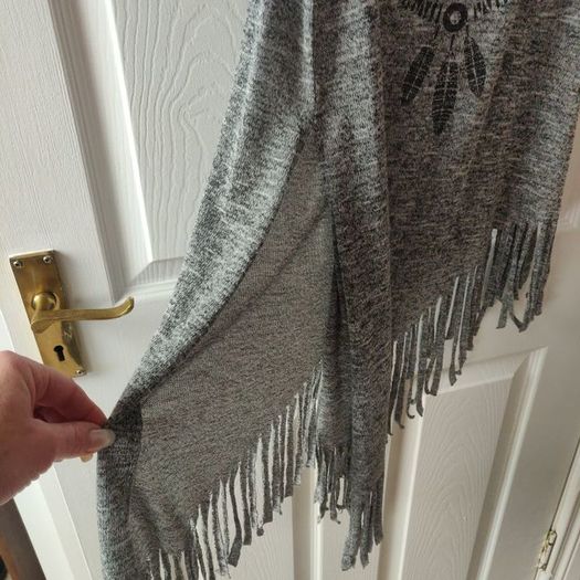 Long Knitted Grey Top with side slits, size 10