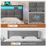 King Size Bed Frame 150x200 with Storage Upholstered Bed Frame with LED Lights & Charging Station Upholstered Storage Headboard/Under Bed Storage Noise Free Image 5
