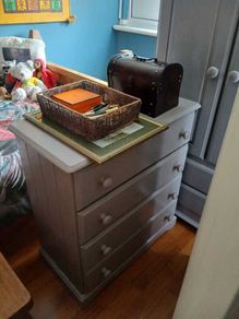 Grey painted wooden chest of drawers