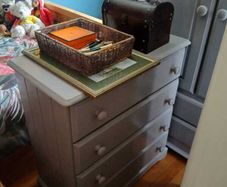 Grey painted wooden chest of drawers