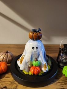 Handmade air dry clay ghosts!