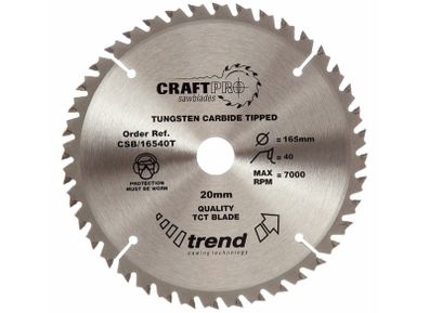 Trend CSB/16540T CraftPro Saw Blade 165mm x 20mm x 40T