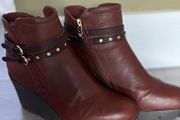 Brown Leather Ankle Boots With Wedge Size 40 (uk 7).  Spanish Brand Xti Quality Soft Leather Boots &amp; Excellent Condition