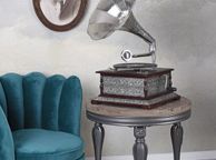 main image for ad Funnel Gramophone Silver Gramophone His Masters Voice Table Gramophone