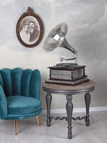 Funnel Gramophone Silver Gramophone His Masters Voice Table Gramophone
