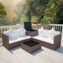 4 Piece Garden Lounge Set with Cushions Poly Rattan Brown Image 3