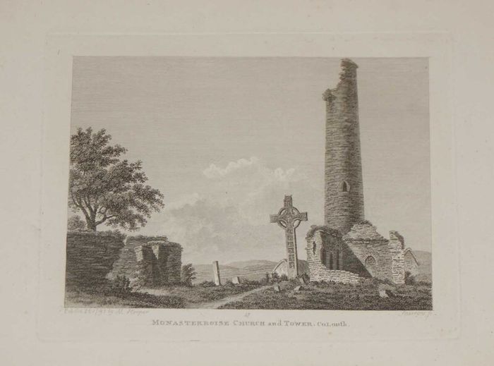 1797 Antique Print Monasterboise Church and Tower Louth