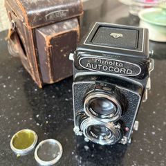 Minolta Autocord twin-lens reflex (TLR) medium-format camera from the 1950s with the desirable Rokkor 75mm f/3.5 lens.