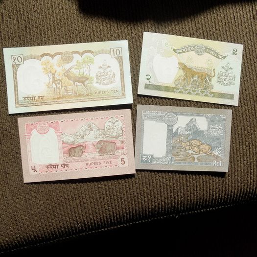 Nepal,lot of 4 Uncirculated Banknotes.1981-.