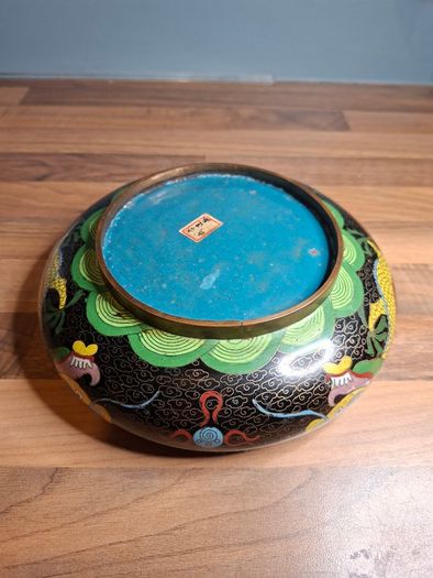 Chinese Cloisonne Low Bowl with Dragon Motif