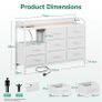 Black Chest of Drawers Bedroom, with LED Light trip with 10 Adjustable Colors and 2 USB and 2 AC Outlets, Includes 8 Large Fabric Drawers, Suitable for Bedroom, Living Room, 110 x 30 x 88, White Image 3